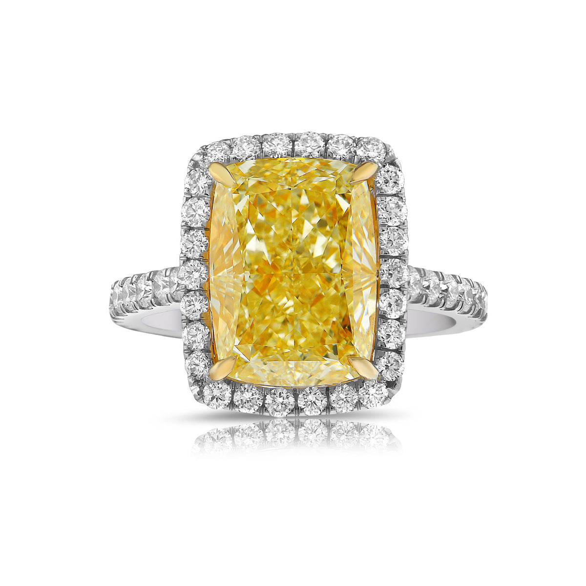 6.01ct Light Yellow Cushion Diamond Ring VS1 GIA