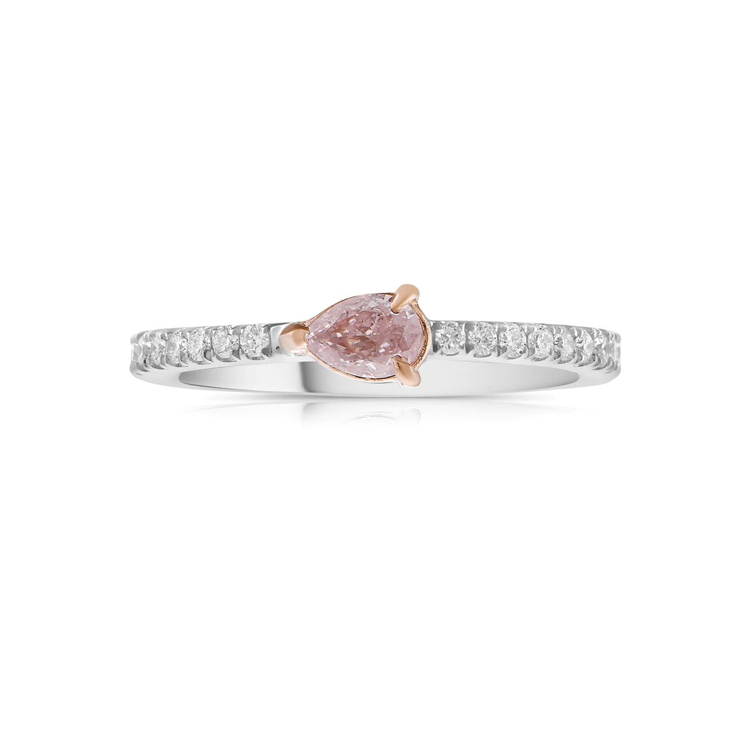 0.40ctw Fancy Pink Pear Shape Diamond Stackable Ring in 14k Gold