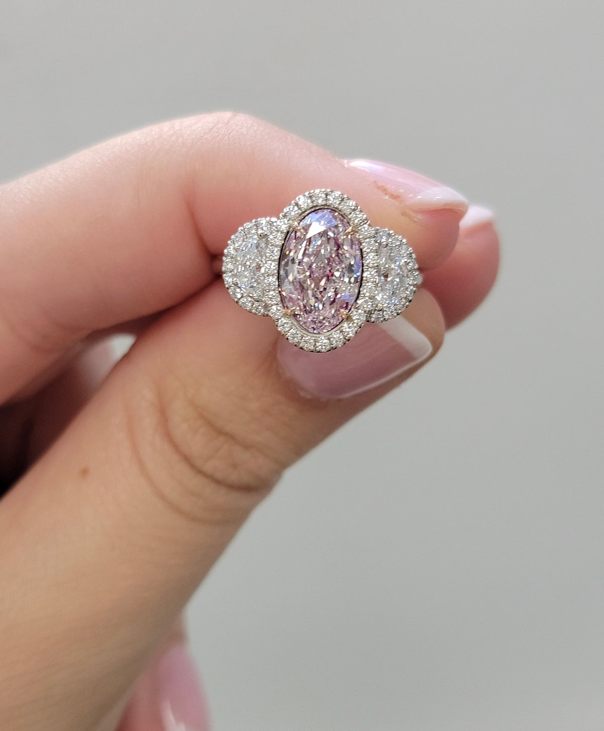 2.06ct Oval Light Pink Diamond Ring SI2 GIA