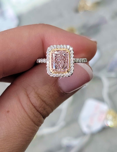 1.60ct Light Pink Radiant IF GIA Ring