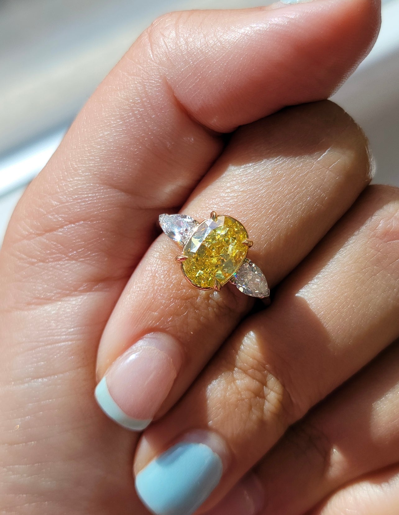 3.03ct Fancy Intense Yellow Oval SI1 GIA Ring