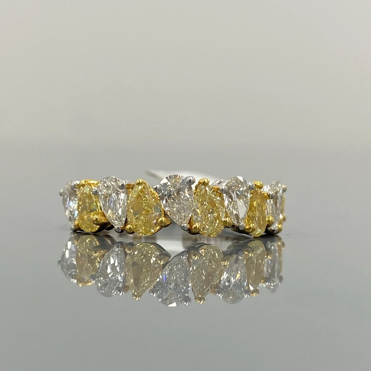 2.23ct Yellow & White Pear Diamond Alternating Halfway Band