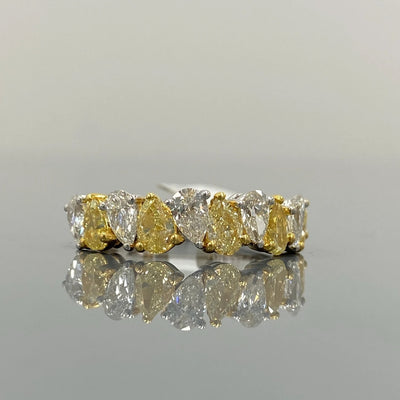 2.23ct Yellow & White Pear Diamond Alternating Halfway Band