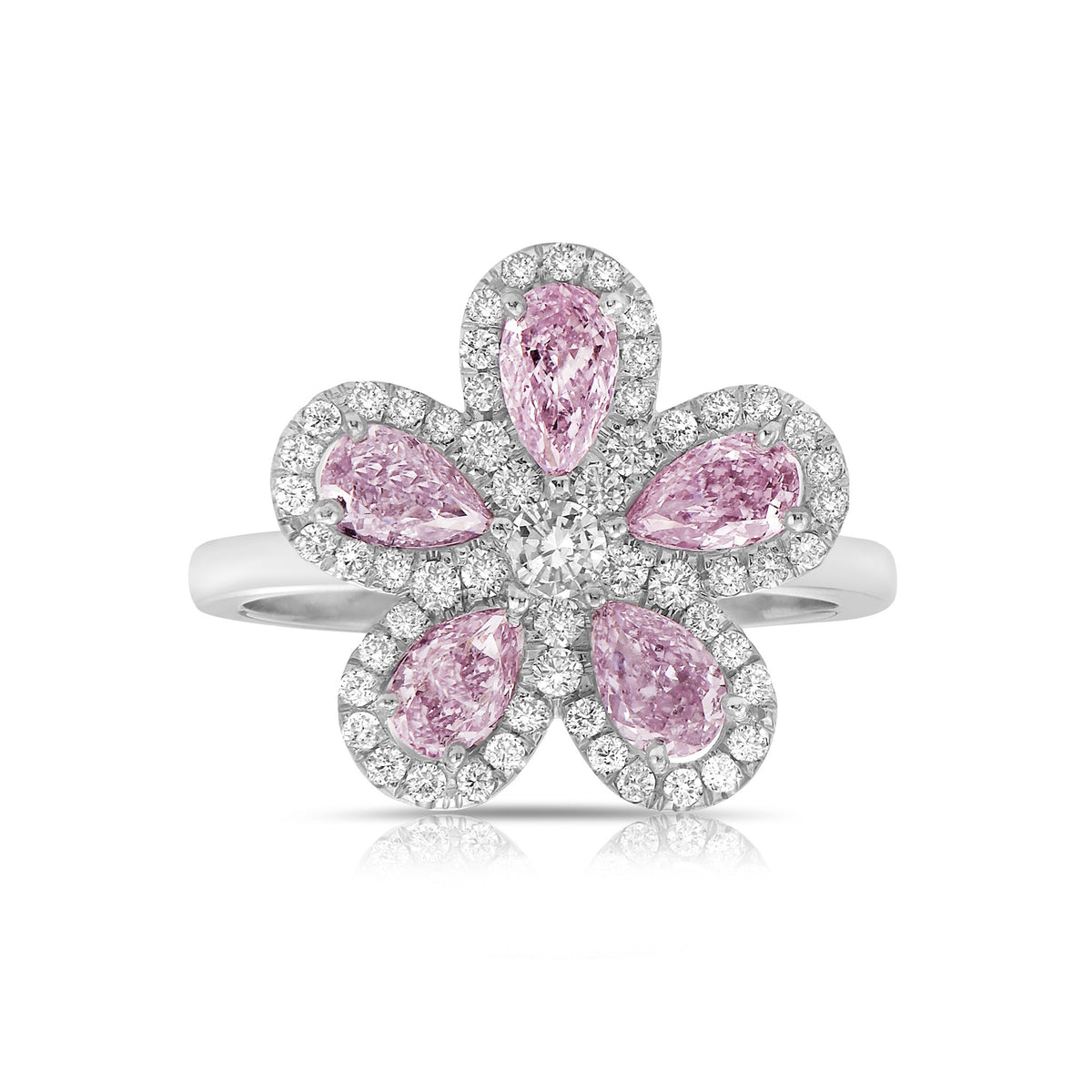 1.64ctw Light Pink-Purple Diamond Flower Cocktail Ring