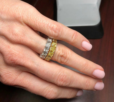 Yellow Diamond Cushion Eternity Band