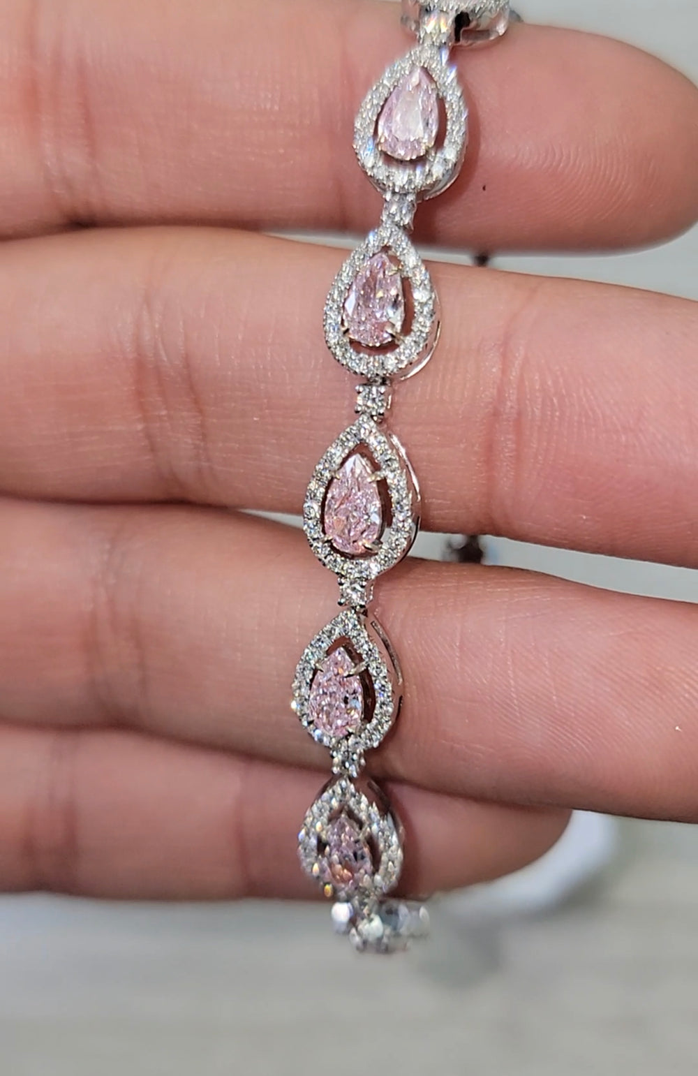 Pink Pear Shape Diamond Bracelet