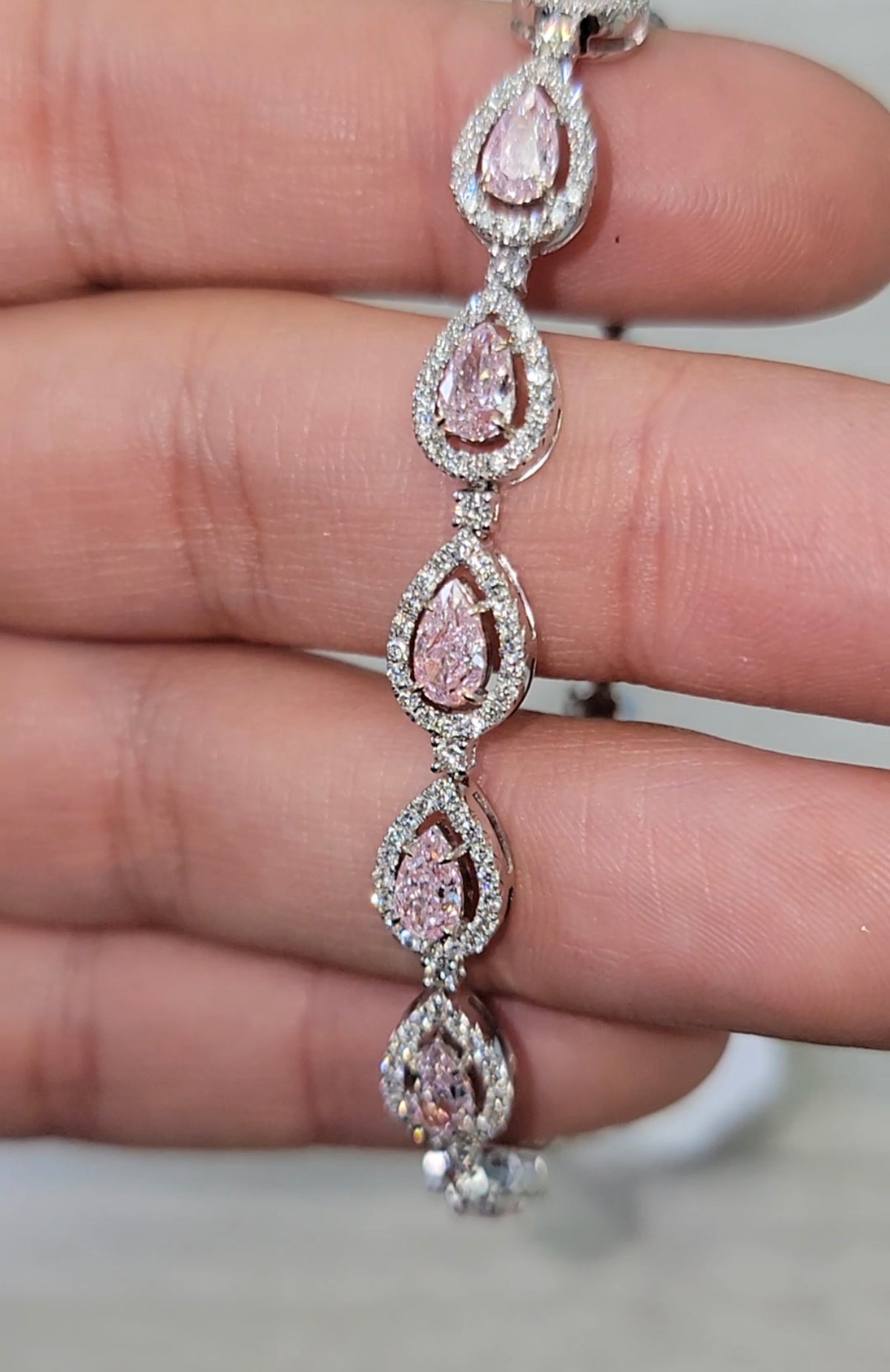 Pink Pear Shape Diamond Bracelet