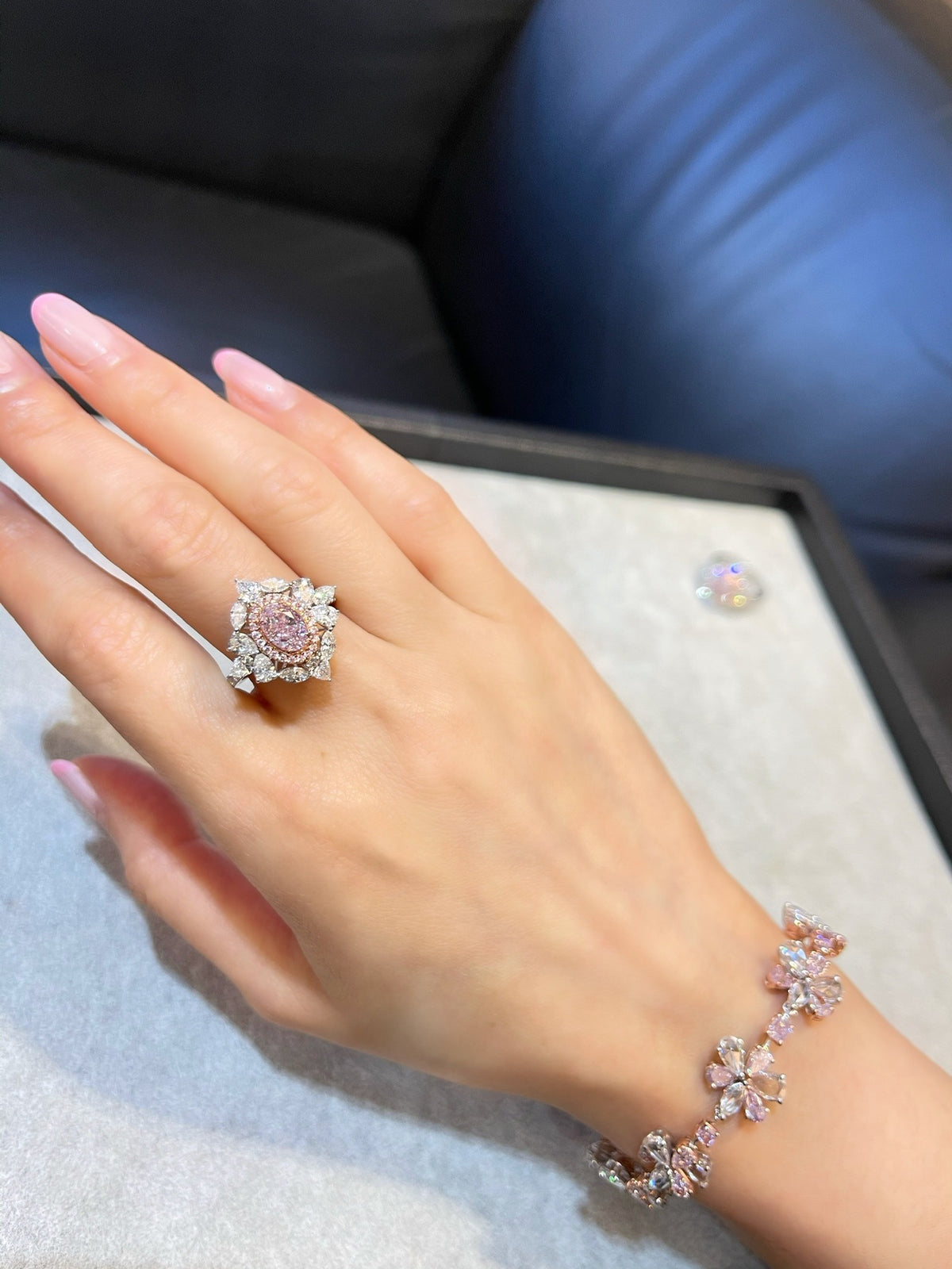 12.06ct Pink Diamond & White Diamond Floral Bracelet