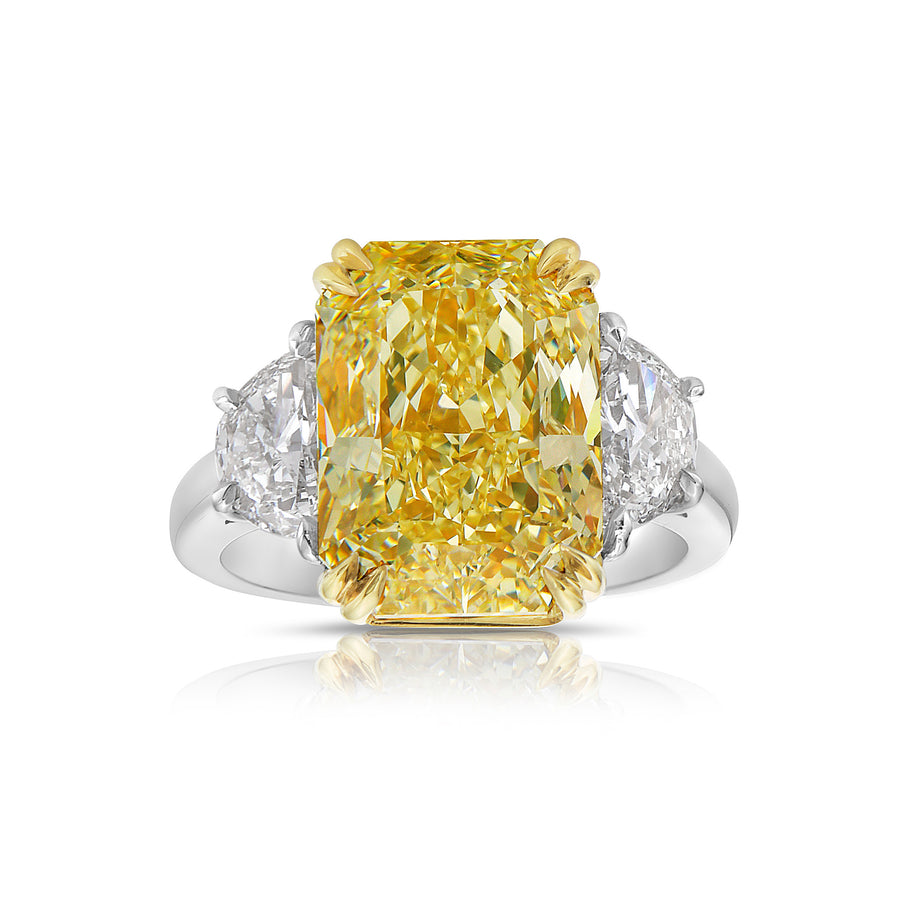 8.36ct Long Radiant Fancy Light Yellow Diamond Ring VS2 A