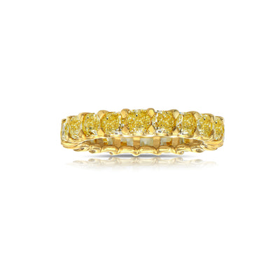 Yellow Diamond Cushion Eternity Band