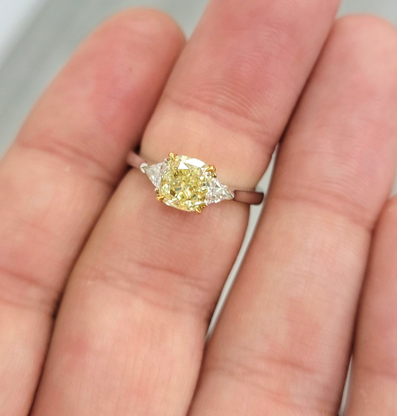 1.51ct Fancy Yellow Cushion VS1 GIA Ring