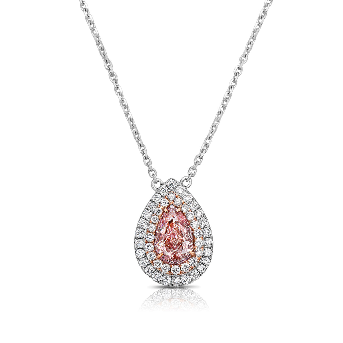 0.76ct Fancy Light Pinkish Brown Pear Diamond Pendant