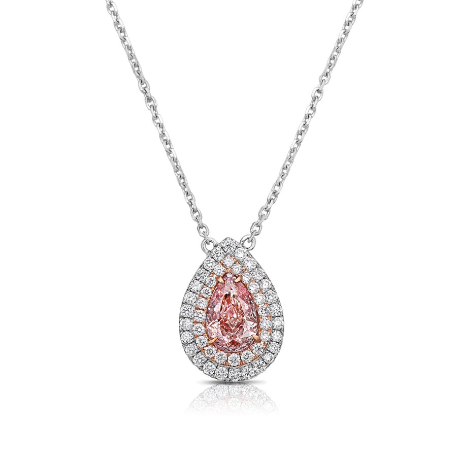 0.76ct Fancy Light Pinkish Brown Pear Diamond Pendant